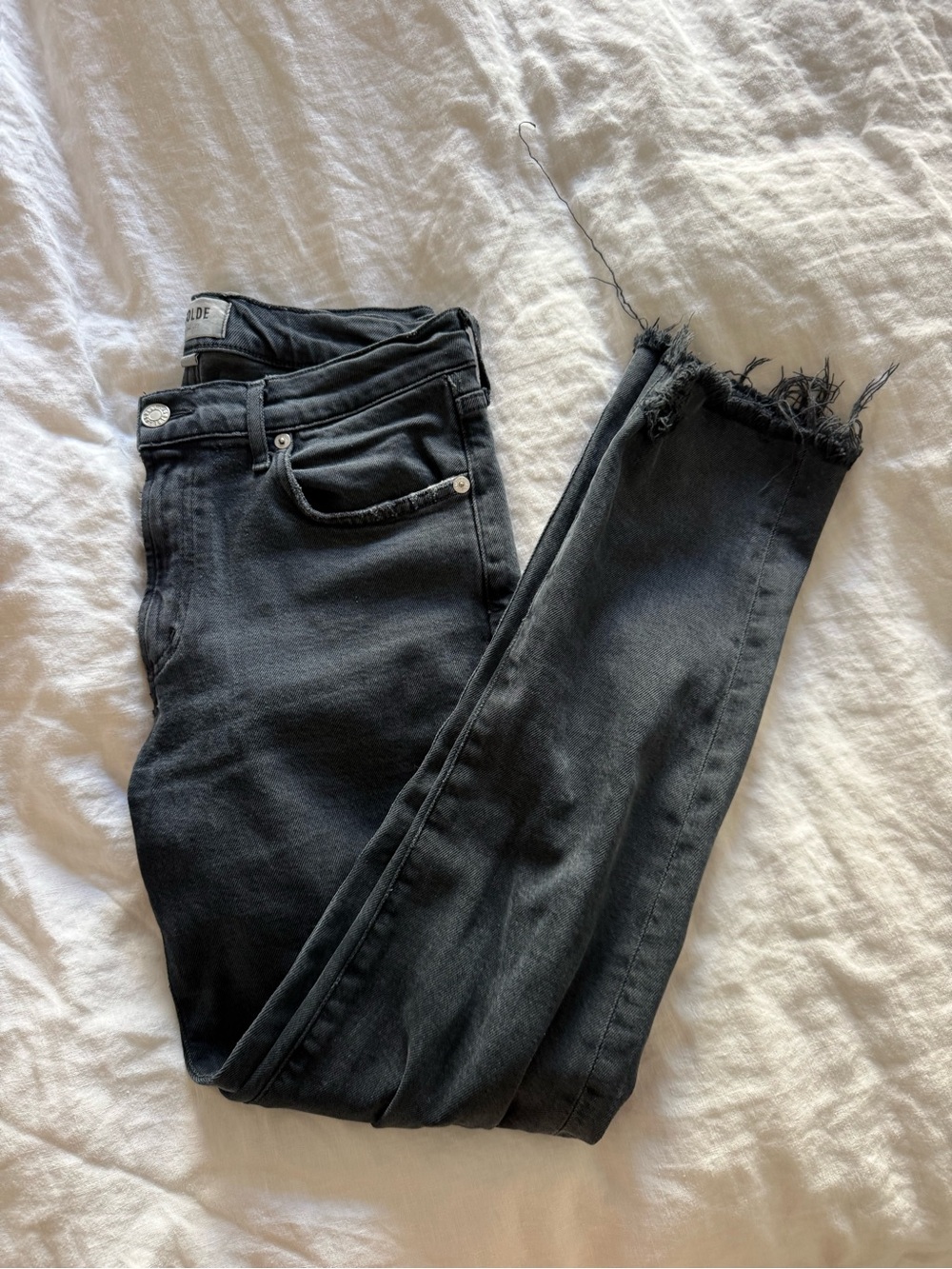 Agolde Toni Black Frayed Hem Women’s Jeans
